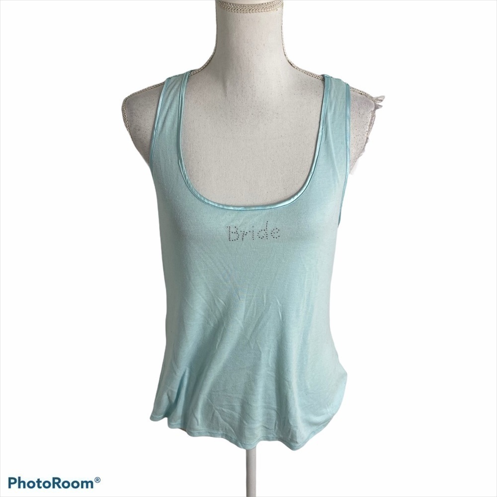 Bride Rhinestone Tank Top Women’s Blue Large Lace